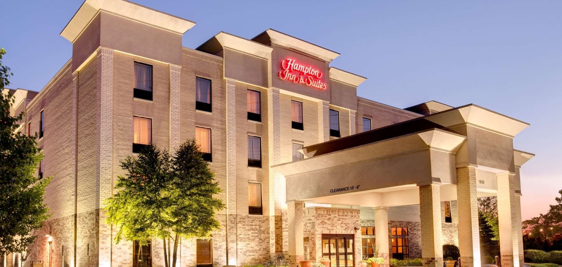 Exterior of the Hampton Inn & Suites in Addison, Illinois.
